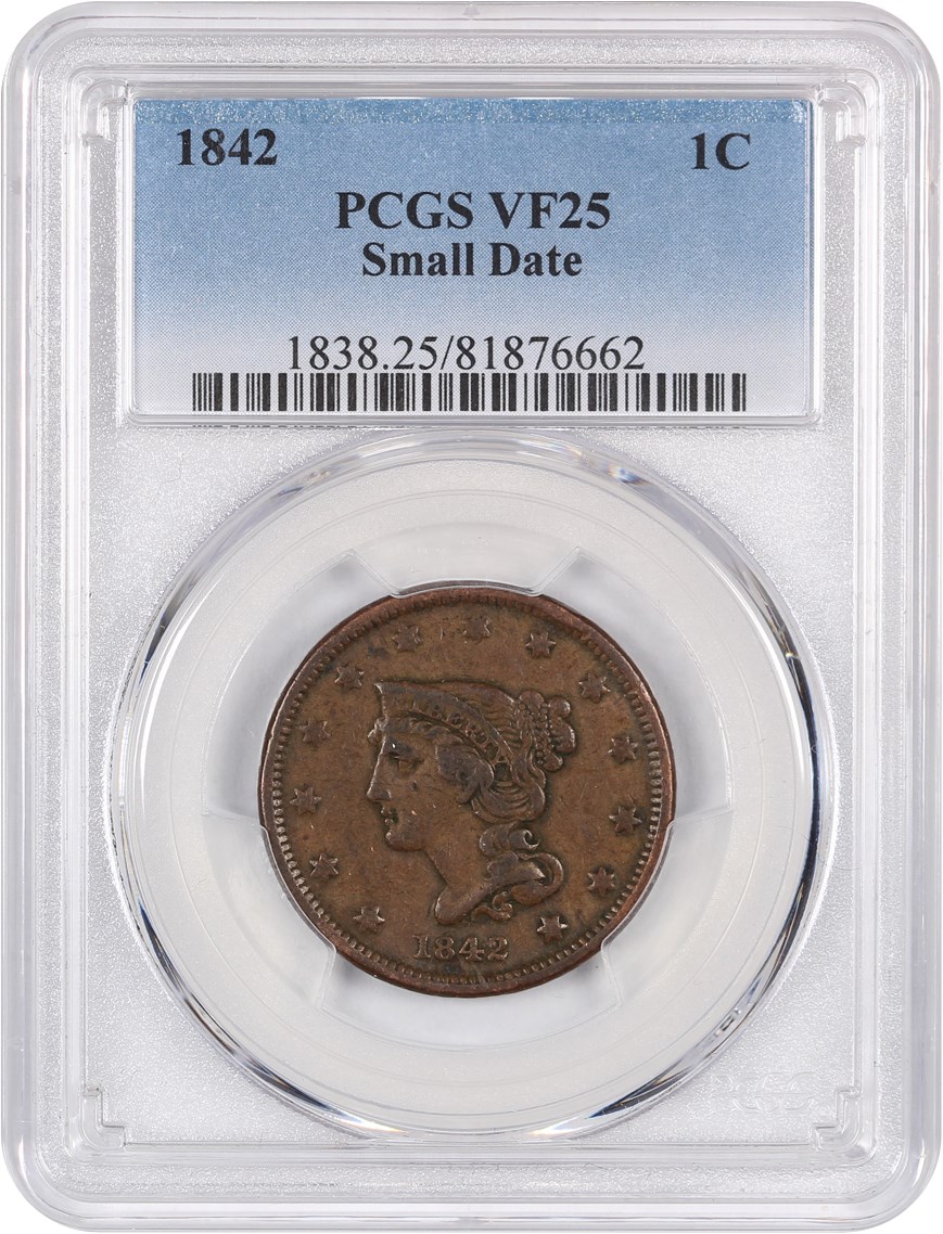 image for: 1842 1c PCGS VF25 (Small Date)