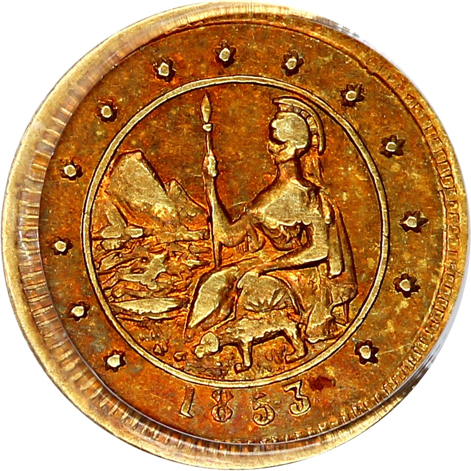 image for: 1853 Cal. Gold 50c PCGS AU55 (BG-435 Arm)