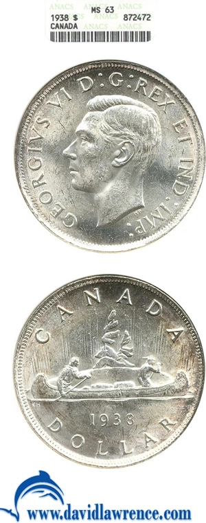 image for: Canada: 1938 $1 ANACS MS63