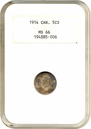 image for: Canada: 1914 5c NGC MS66