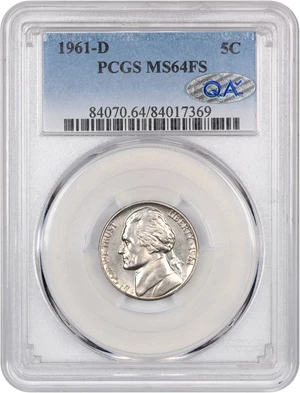 image for: 1961-D 5c PCGS/QA MS64 FS