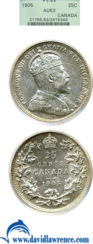 image for: Canada: 1905 25c PCGS AU53