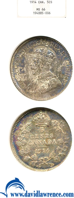 image for: Canada: 1914 5c NGC MS66
