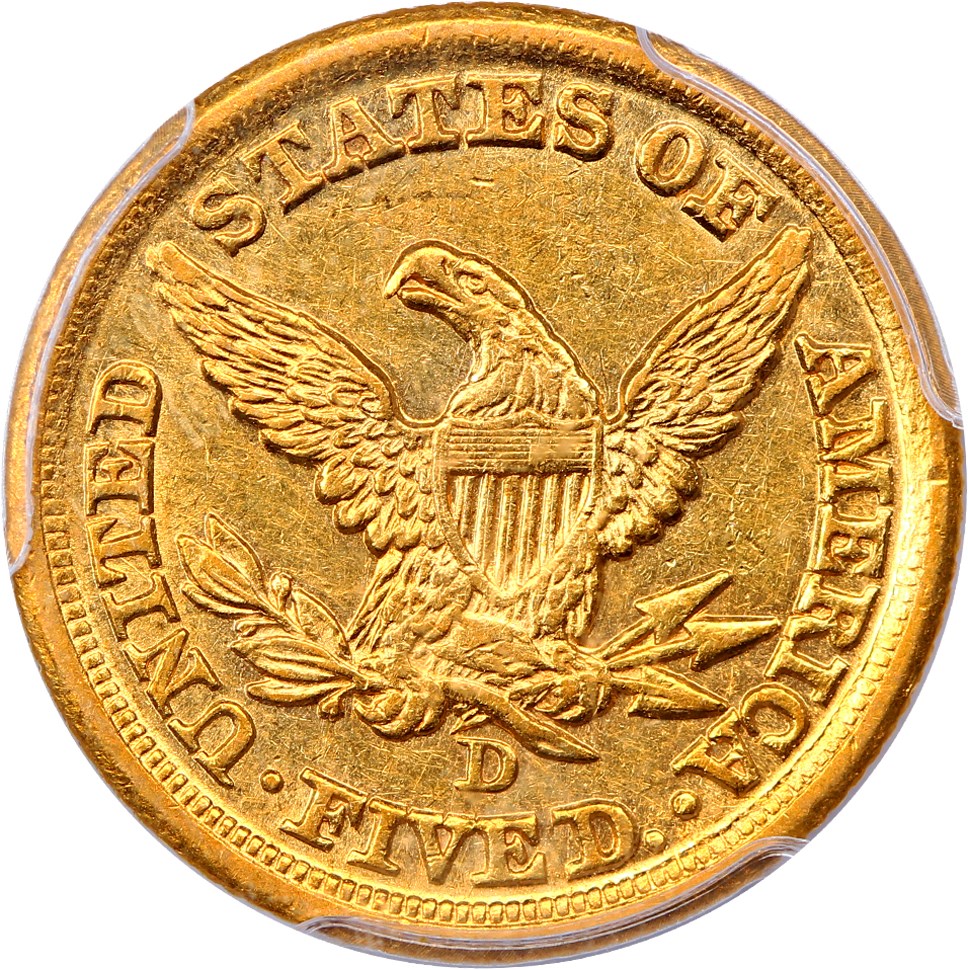 image for: 1858-D $5 PCGS AU58