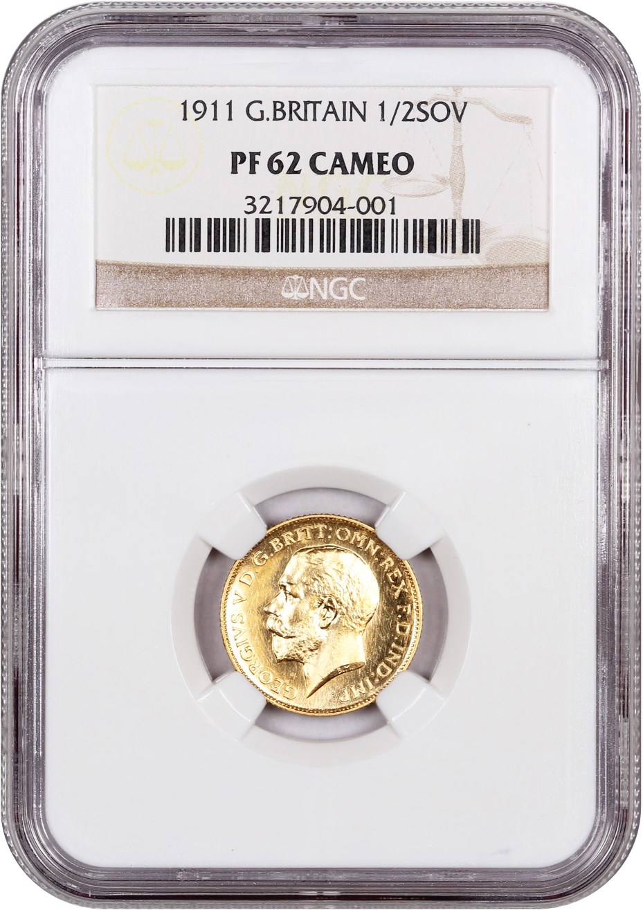 image for: Great Britain: 1911 1/2 Sov NGC Proof 62 CAM