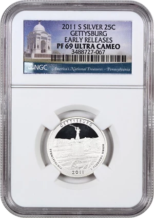 image for: 2011-S Gettysburg 25c NGC Proof 69 UCAM (Silver, Early Releases)