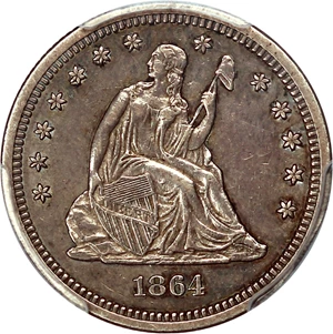 image for: 1864 25c PCGS XF45