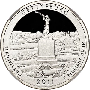 image for: 2011-S Gettysburg 25c NGC Proof 69 UCAM (Silver)