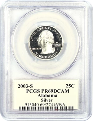 image for: 2003-S Alabama 25c PCGS Proof 69 DCAM (Silver)