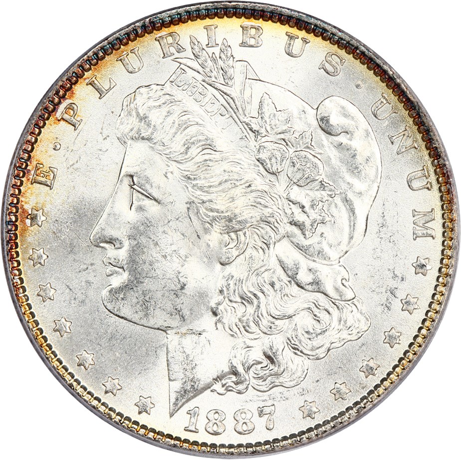 image for: Top 100 VAM: 1887 $1 PCGS MS62 (VAM-5, Doubled Date)