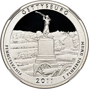 image for: 2011-S Gettysburg 25c NGC Proof 69 UCAM (Silver)