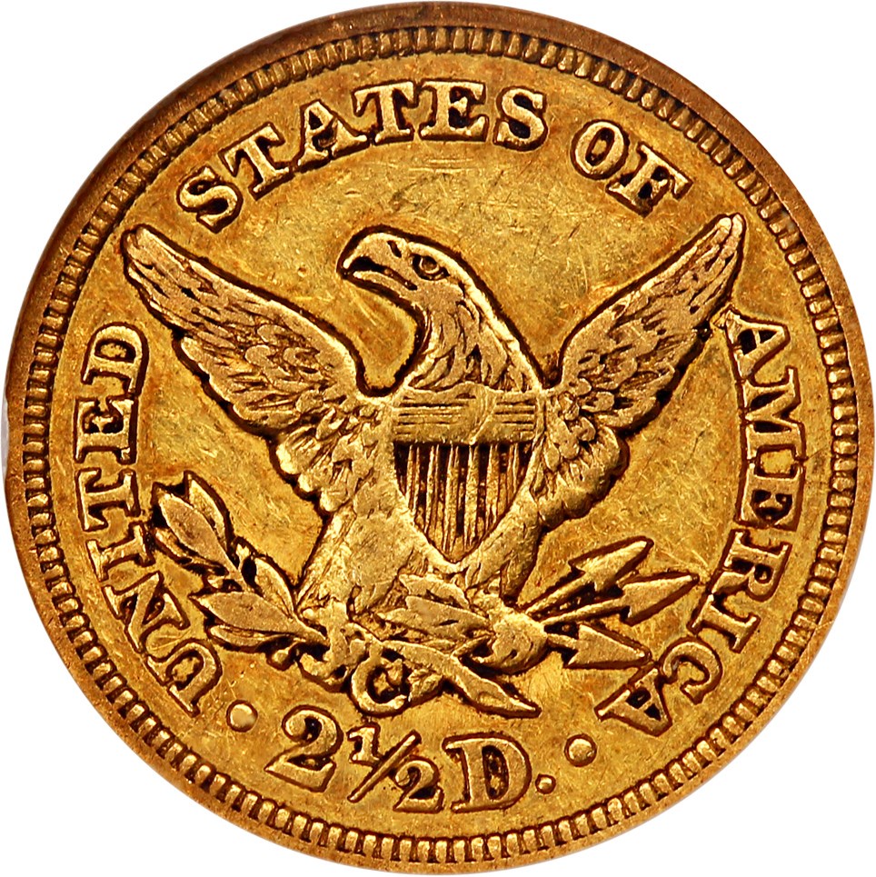 image for: 1850-C $2 1/2 NGC AU50