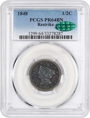 image for: 1848 1/2c PCGS/CAC Proof 64 BN (Restrike)