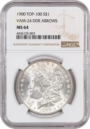 image for: Top 100 VAM: 1900 $1 NGC MS64 (VAM-24, Doubled Wing)