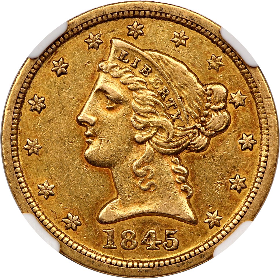 image for: 1845-O $5 NGC AU53