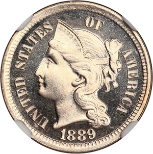 image for: 1889 3cN NGC/CAC Proof 66 CAM