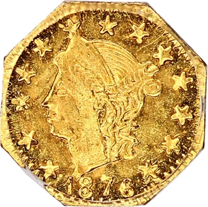 image for: 1876 Cal. Gold 25c PCGS MS65 (BG-780)