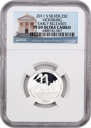 image for: 2011-S Vicksburg 25c NGC Proof 69 UCAM (Silver, Early Releases)