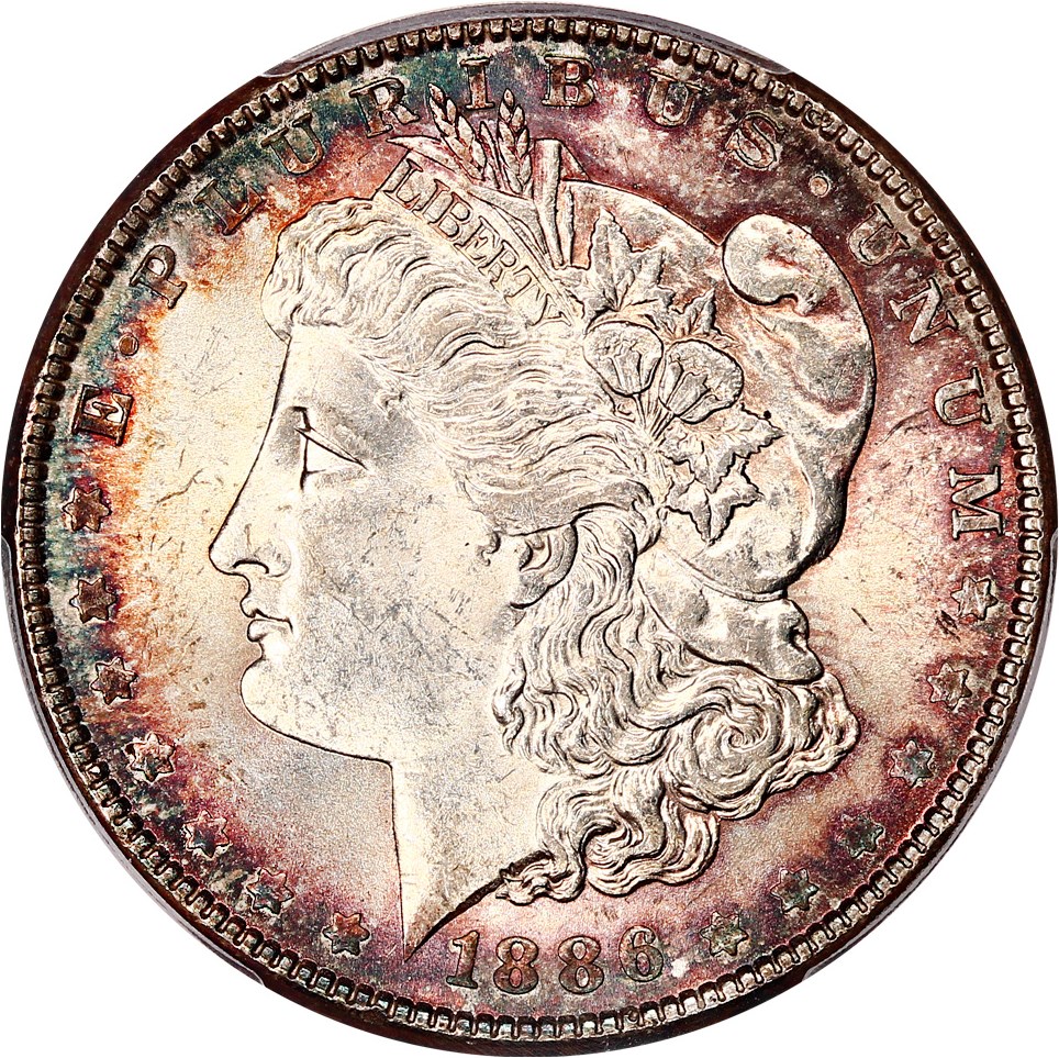 image for: Top 100 VAM: 1886 $1 PCGS MS63 (VAM-21, Line in M, MPD)