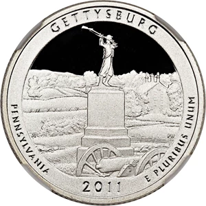 image for: 2011-S Gettysburg 25c NGC Proof 69 UCAM (Silver)