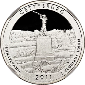 image for: 2011-S Gettysburg 25c NGC Proof 69 UCAM (Silver, Early Releases)
