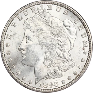 image for: Hot 50 VAM: 1880 $1 PCGS MS63 (VAM-11, Checkmark)