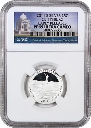 image for: 2011-S Gettysburg 25c NGC Proof 69 UCAM (Silver)