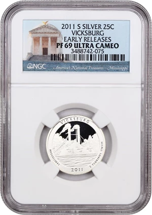 image for: 2011-S Vicksburg 25c NGC Proof 69 UCAM (Silver, Early Releases)