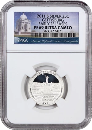 image for: 2011-S Gettysburg 25c NGC Proof 69 UCAM (Silver)