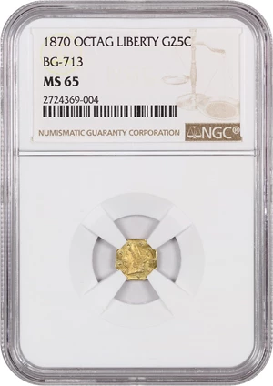image for: 1870 Cal. Gold 25c NGC MS65 (BG-713)