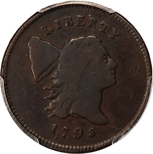 image for: 1795 1/2c PCGS/CAC F12 (With Pole, Reeded Edge, Punctuated Date)