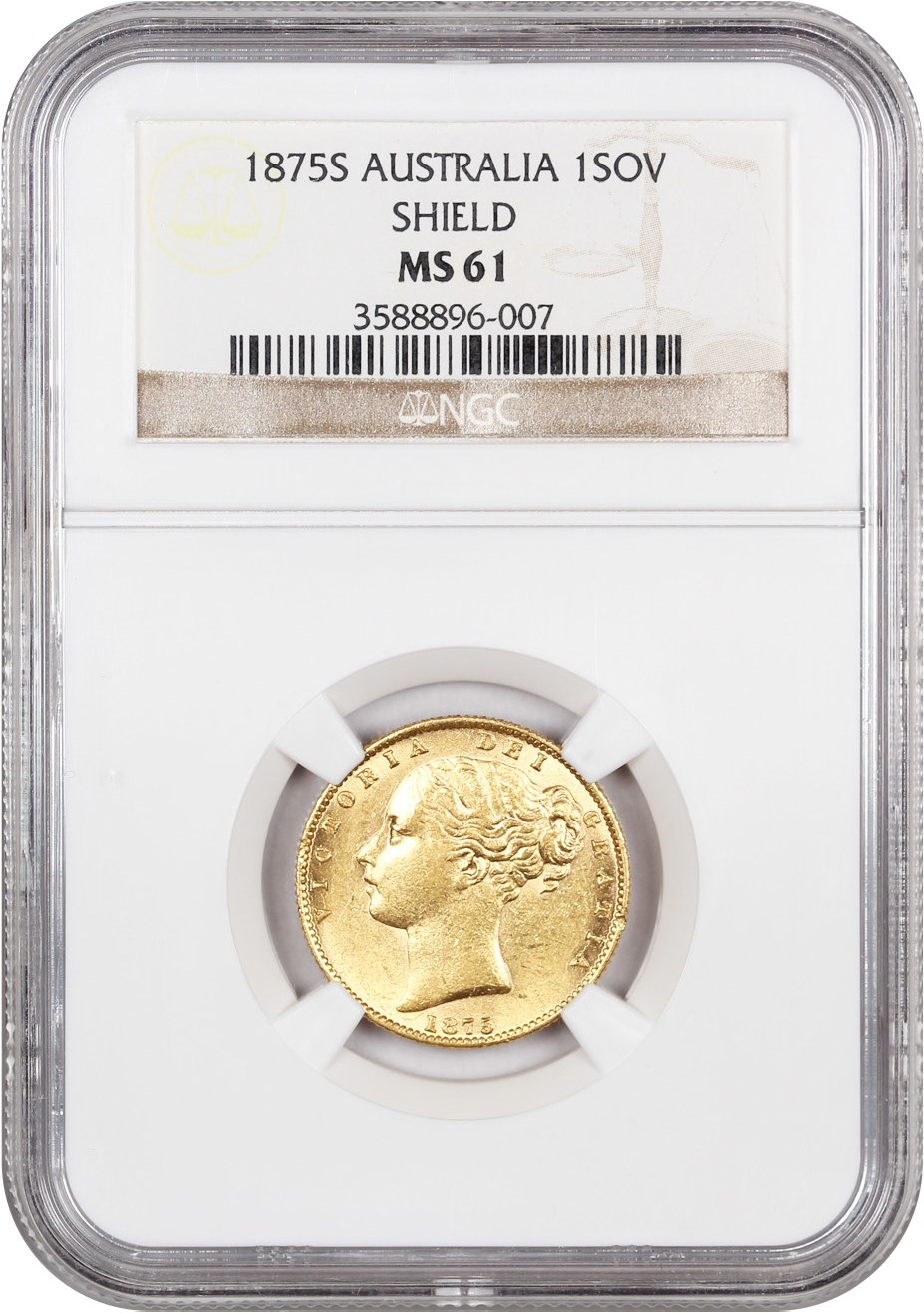 image for: Australia: 1875-S Shield (KM-6) Sov NGC MS61