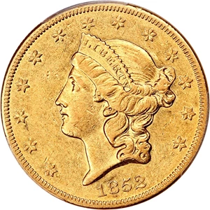 image for: 1852-O $20 PCGS AU50