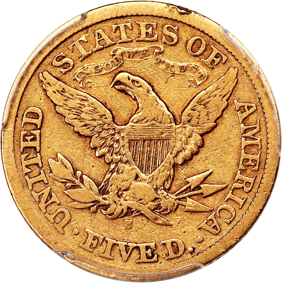 image for: 1872-S $5 PCGS F15