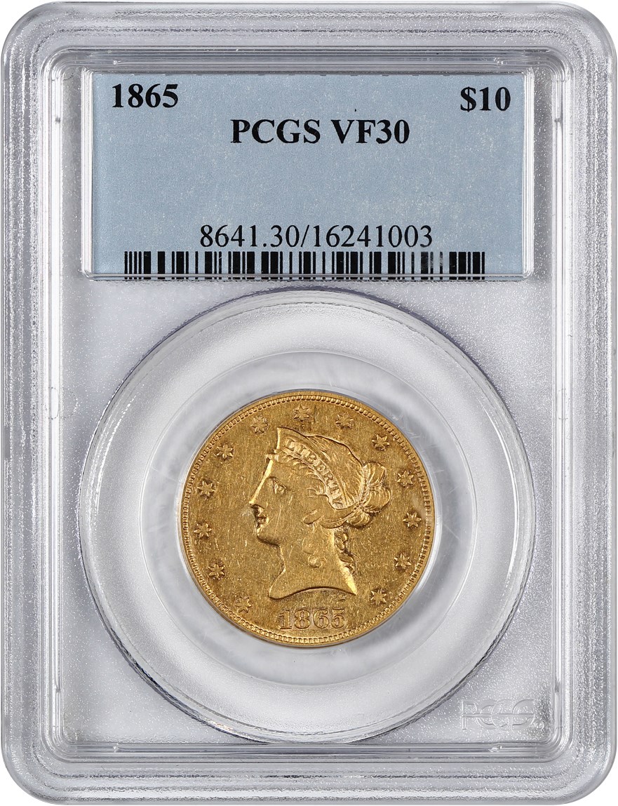 image for: 1865 $10 PCGS VF30