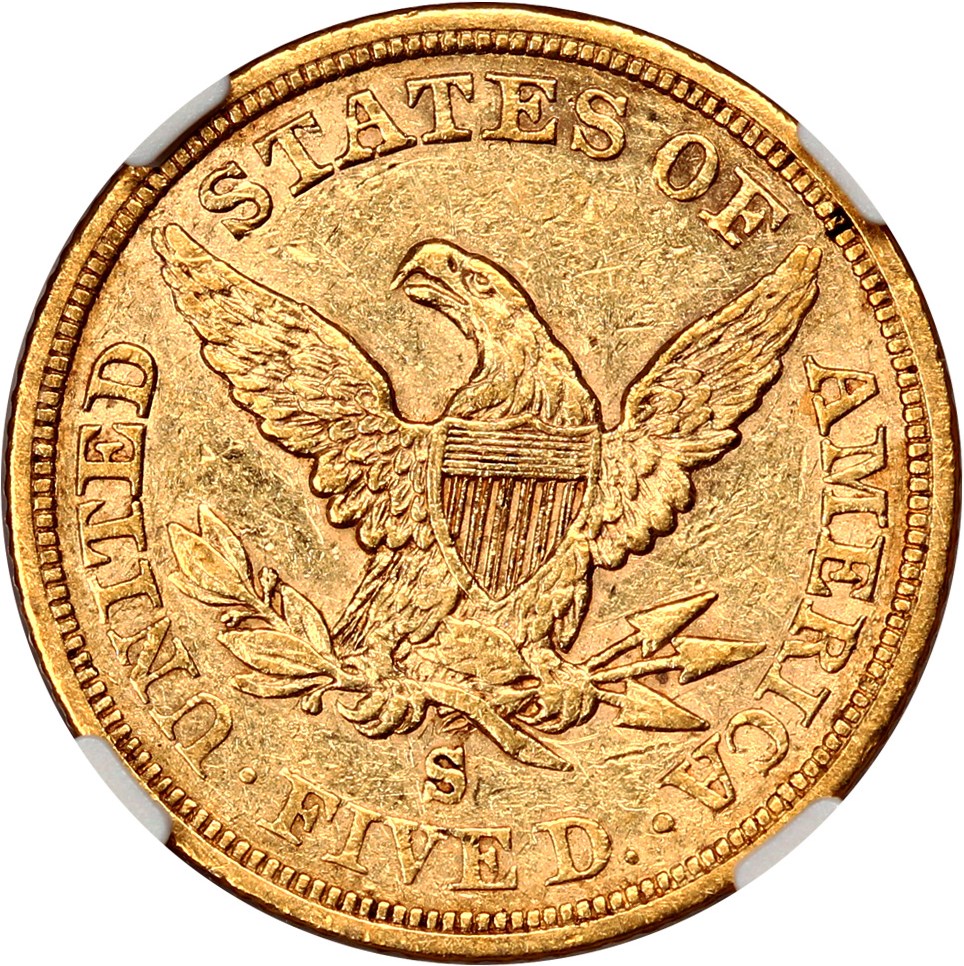 image for: 1865-S $5 NGC AU55