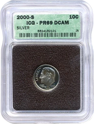 image for: 2000-S 10c Silver ICG Proof 69 DCameo