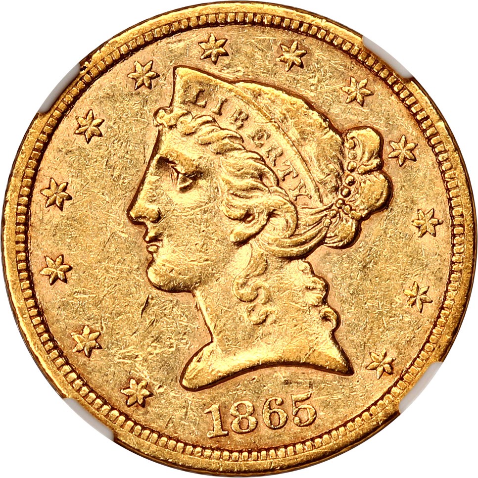 image for: 1865-S $5 NGC AU55