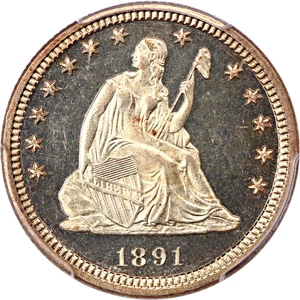 image for: 1891 25c PCGS/CAC Proof 64 DCAM
