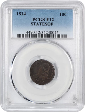 image for: 1814 10c PCGS F12 (STATESOF)