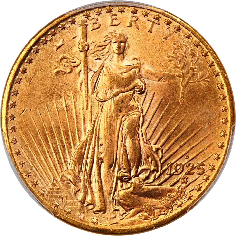 image for: 1925-D $20 PCGS MS64+