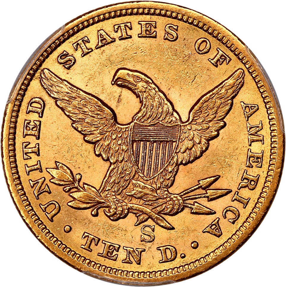 image for: 1861-S $10 PCGS AU58+