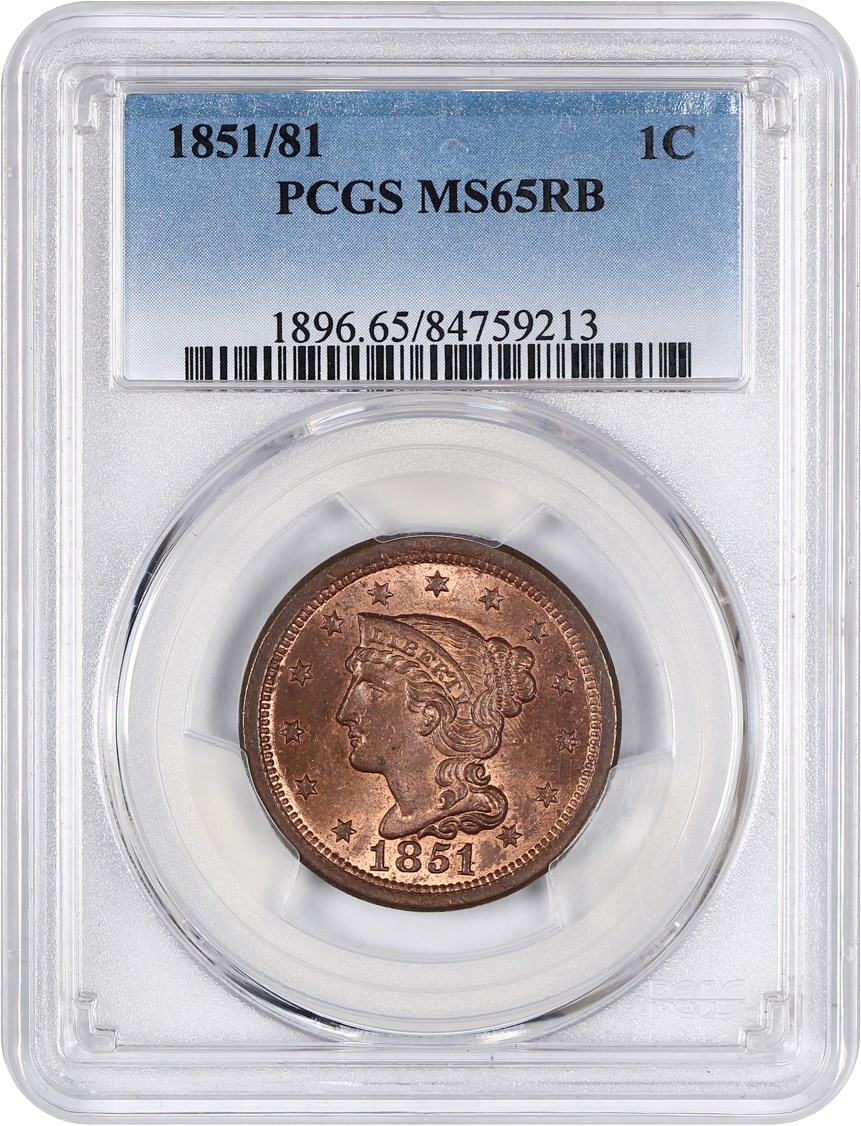 image for: 1851/81 1c PCGS MS65 RB