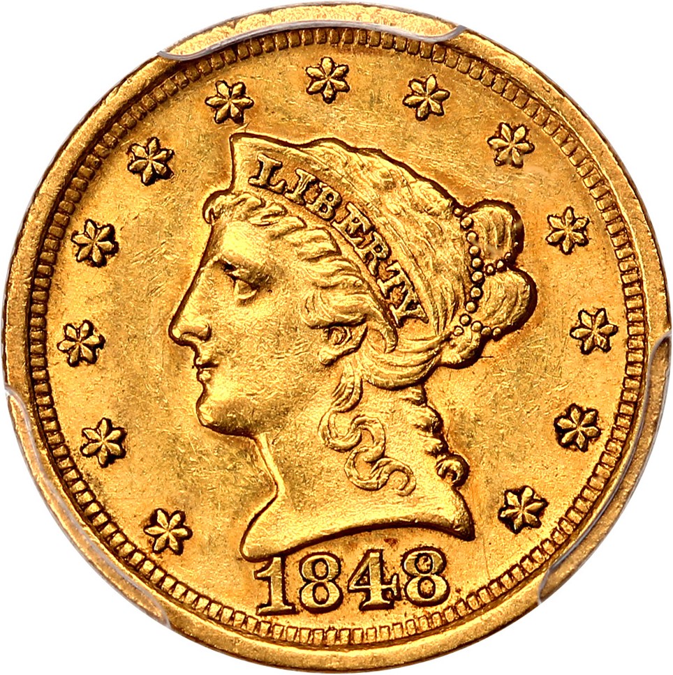 image for: 1848-D 2 1/2 PCGS/CAC AU58