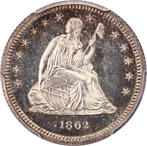image for: 1862 25c PCGS/CAC Proof 65+ CAM