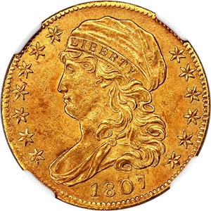 image for: 1807 $5 NGC/CAC AU58 (Bust Left)