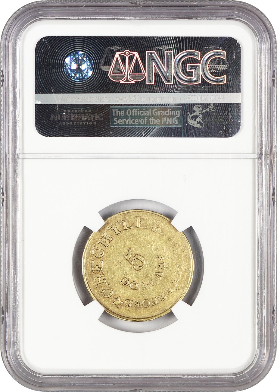 image for: (1834-37) C. Bechtler $5 NGC AU58 140 GR, 20C (RUTHERFORD)
