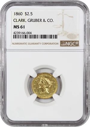 image for: 1860 Clark Gruber $2 1/2 NGC MS61