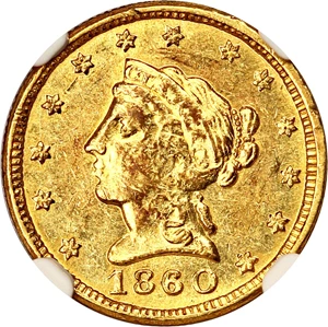 image for: 1860 Clark Gruber $2 1/2 NGC MS61