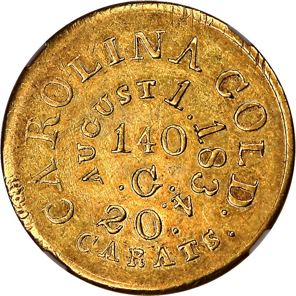 image for: (1834-37) C. Bechtler $5 NGC AU58 140 GR, 20C (RUTHERFORD)